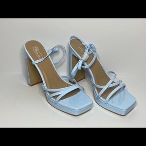 Blue chunky heels platform sandals